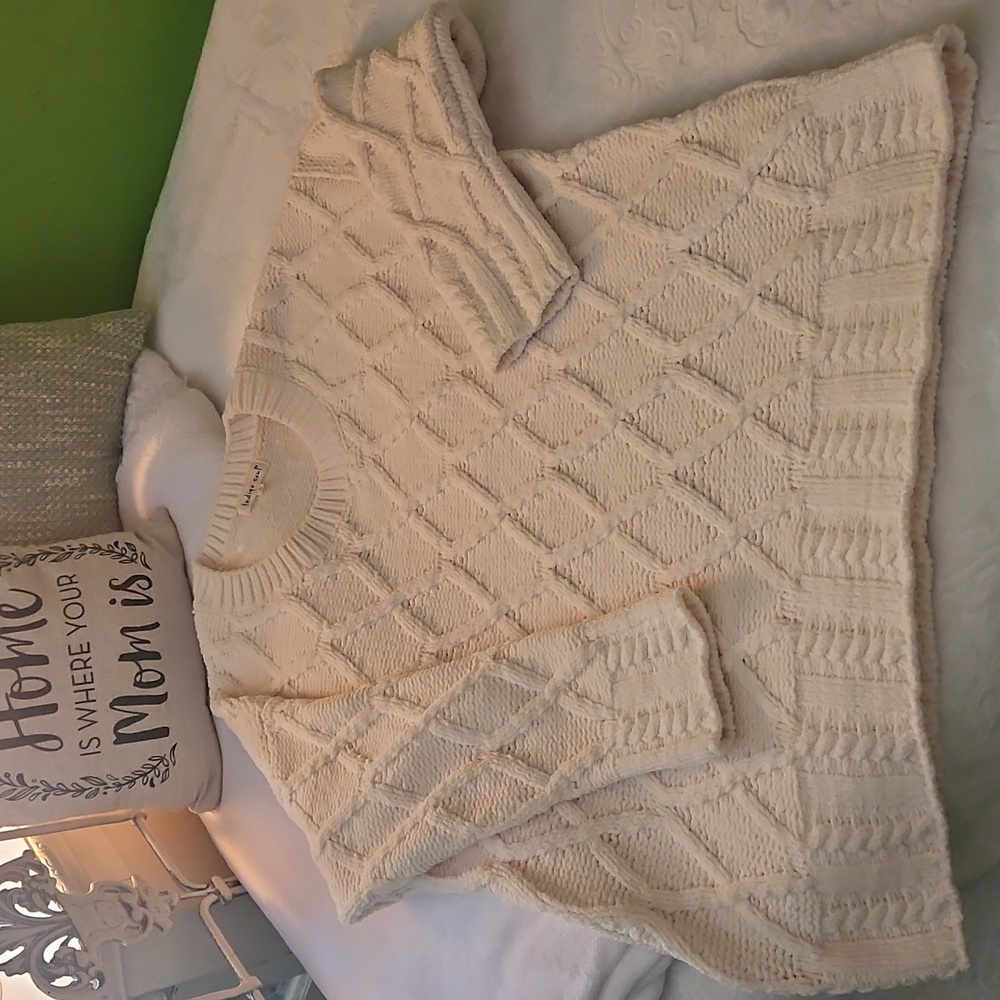 Indigo Soul Soft Cozy Warm Diamond Knit Sweater - Cream: Large